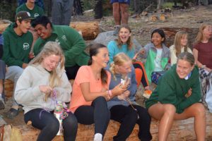 group at boy at Huntington Lake campfire