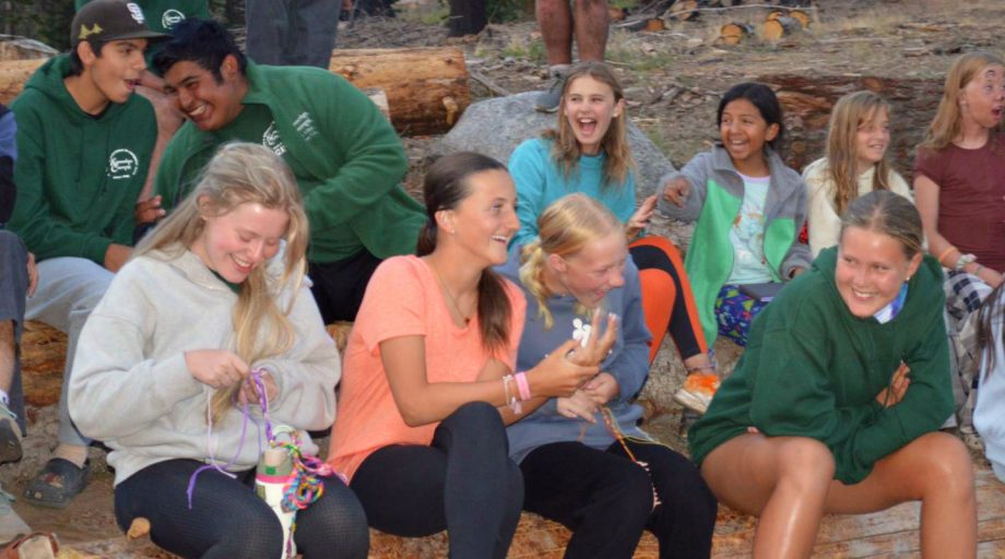 group at boy at Huntington Lake campfire