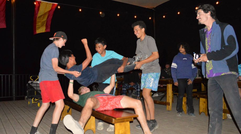 boys at boy at Huntington Lake skit